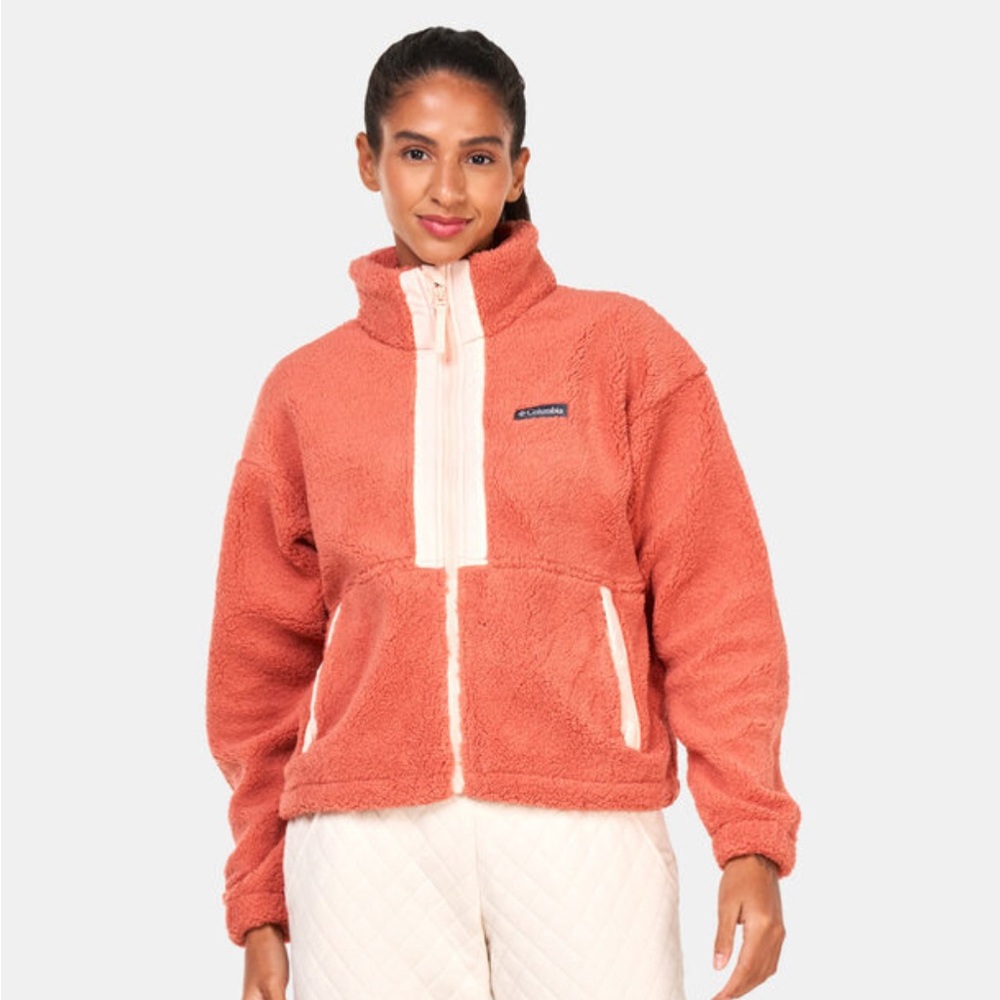 Coral and peach Colombia fleece pile jacket